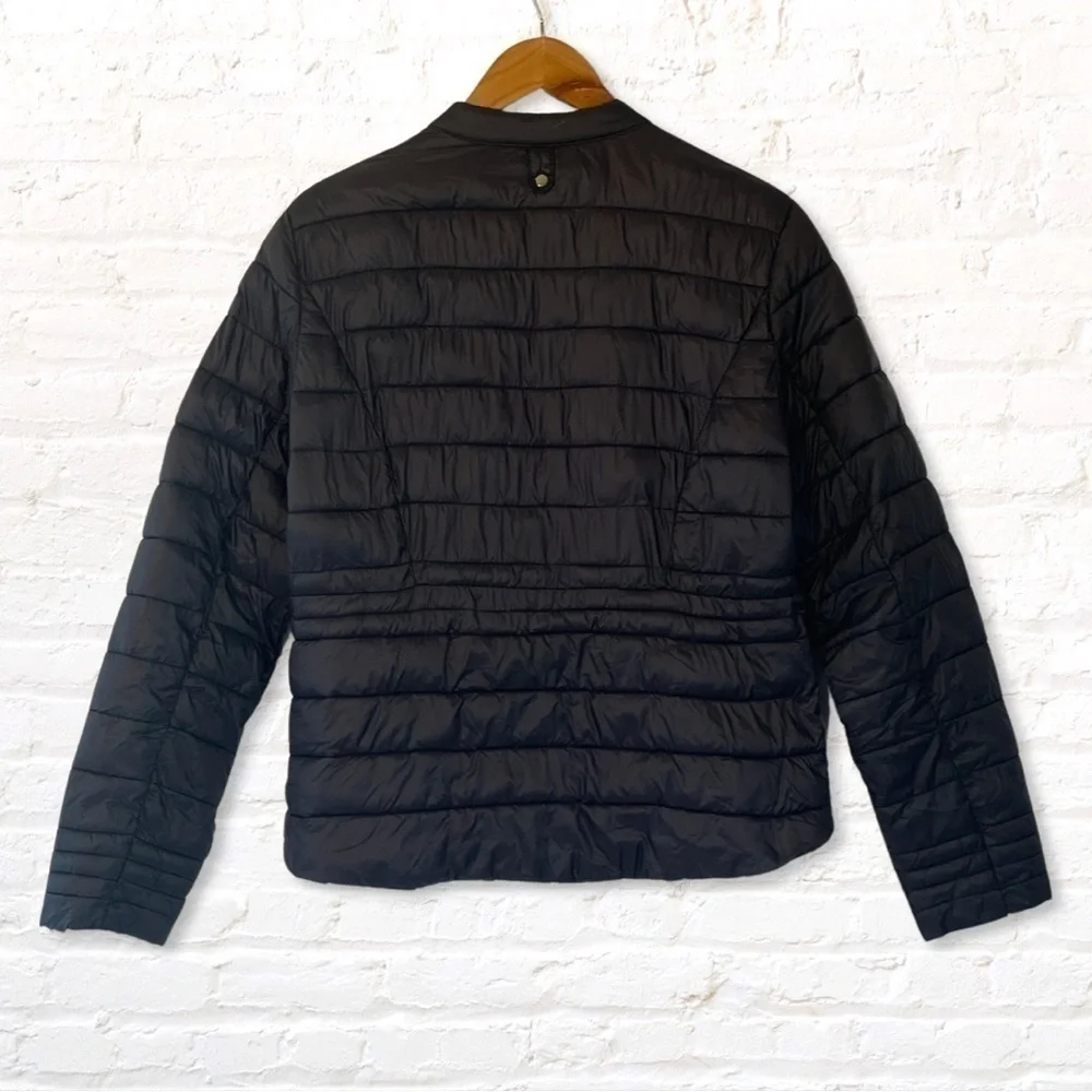 Collection Pimkie Black Nylon Puffer Jacket with Gold Zippers Size Large - Picture 4 of 11